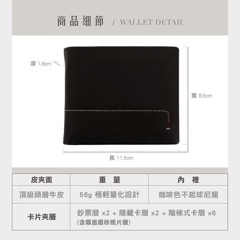 1991 經典薄款輕便植鞣牛皮 真皮短夾 TAIRUI