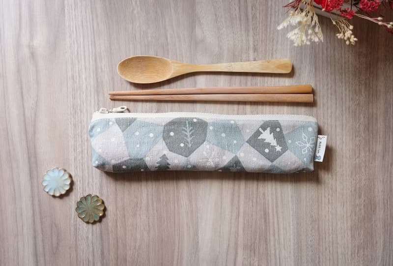 聖誕之雪 藍 - 餐具袋 環保餐具袋 | 海柏手作