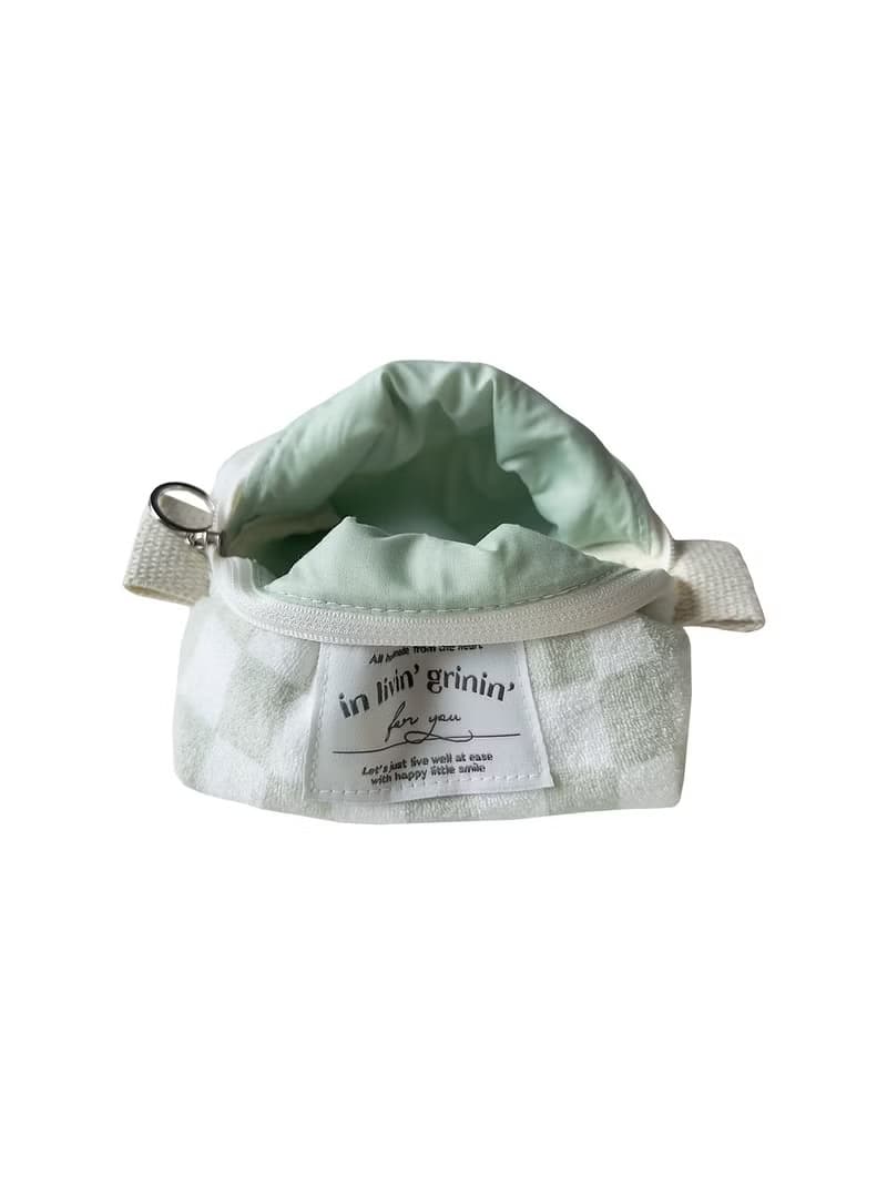 terry checker pouch S_soft sage