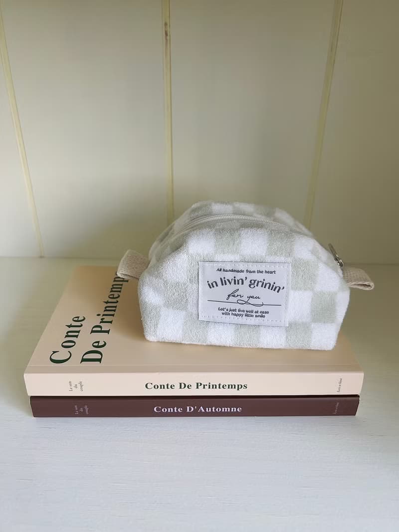 terry checker pouch S_soft sage