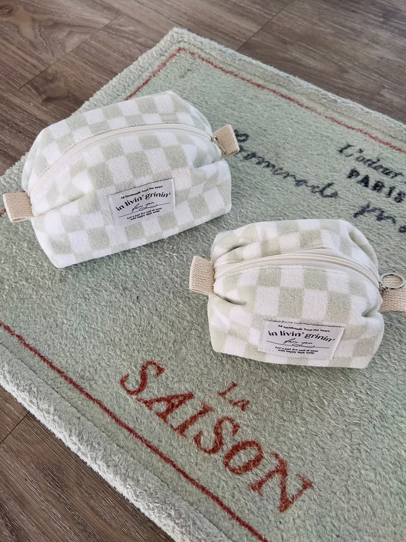 terry checker pouch S_soft sage
