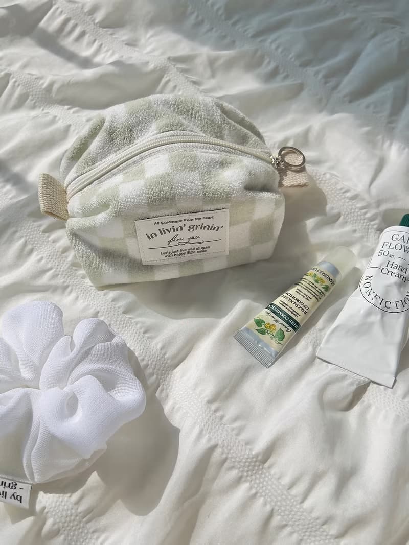 terry checker pouch S_soft sage