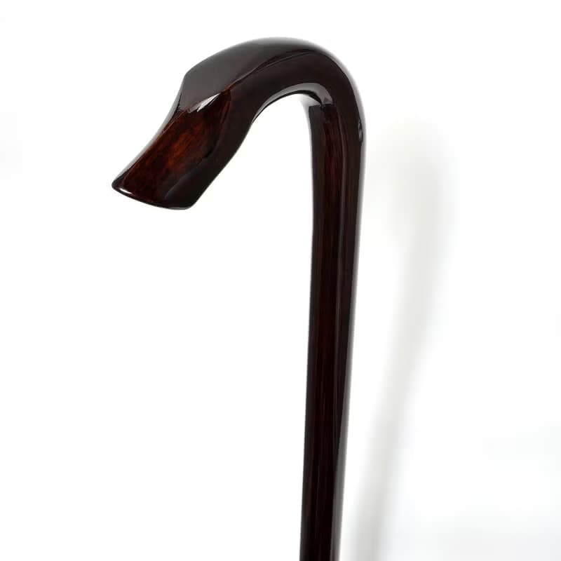 オーク犬型一曲ステッキ・ワイン色　天然木製一本杖