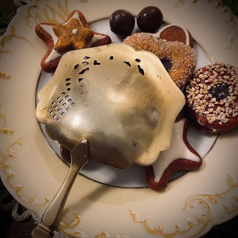 法國Art Nouveau純銀柄-訂製款鏤空雙色點心/餅乾圓鏟