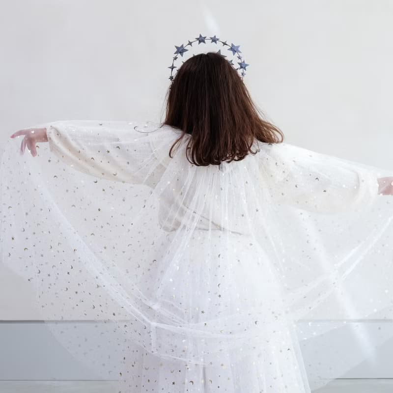 英國Mimi & Lula AW23_變裝派對-雪白天使夢幻紗質披風