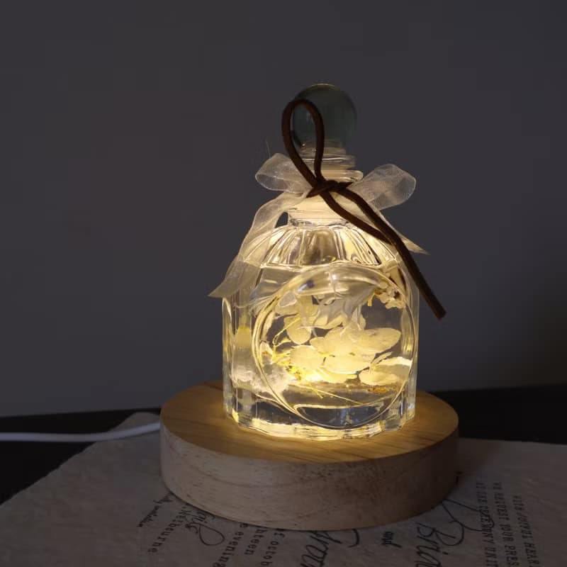 永生花粉調復古瓶浮游花夜燈 畢業 生日 情人節週年禮物