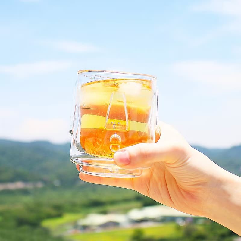 嘟嘴摩艾雙層杯-清透
