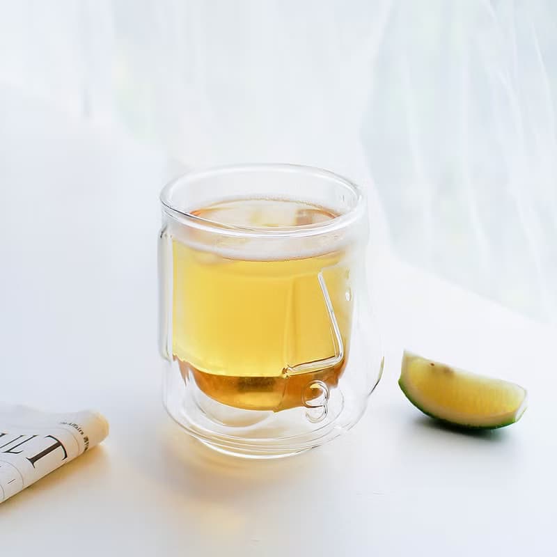 嘟嘴摩艾雙層杯-清透