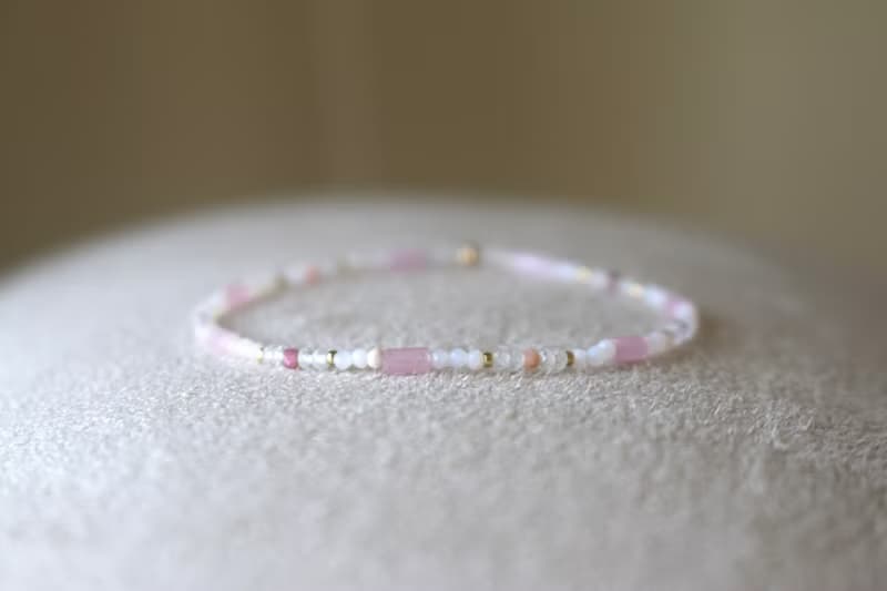 手鍊 月光石 紅寶石 天然石 - 公主 -