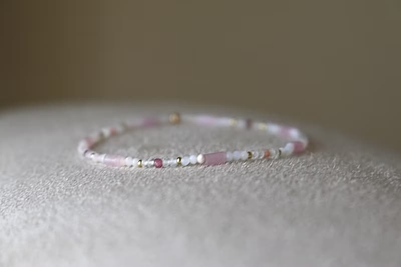 手鍊 月光石 紅寶石 天然石 - 公主 -