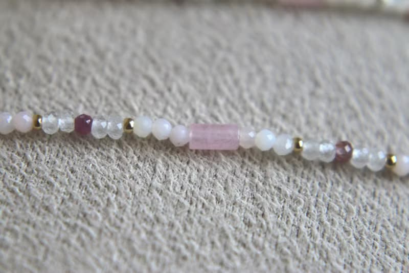 手鍊 月光石 紅寶石 天然石 - 公主 -