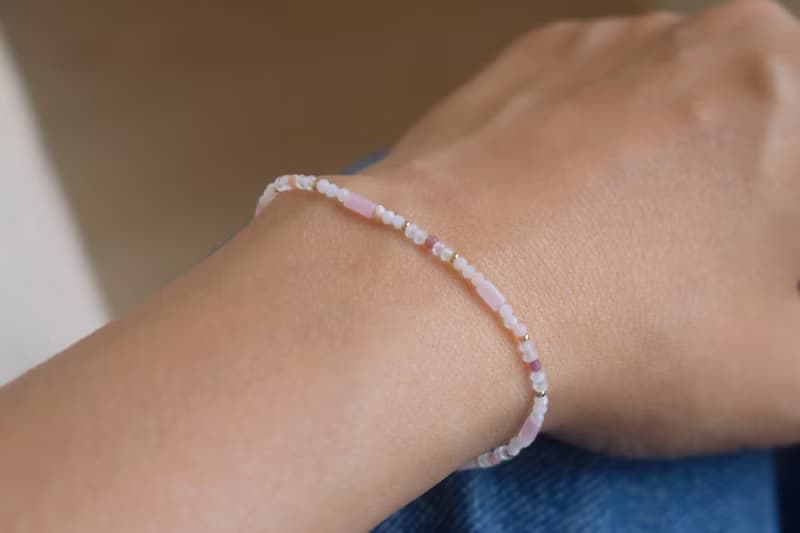 手鍊 月光石 紅寶石 天然石 - 公主 -