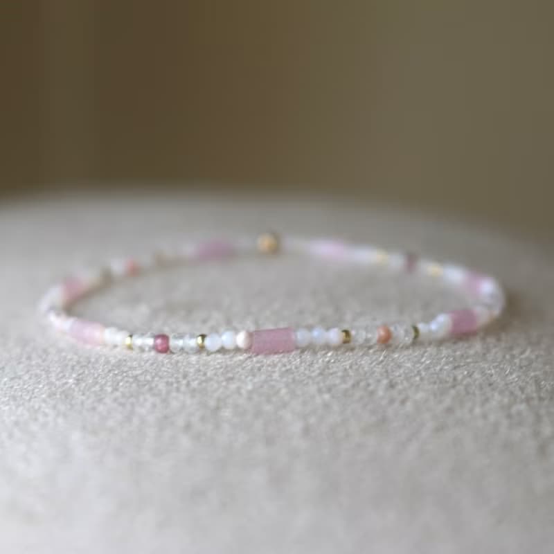 手鍊 月光石 紅寶石 天然石 - 公主 -