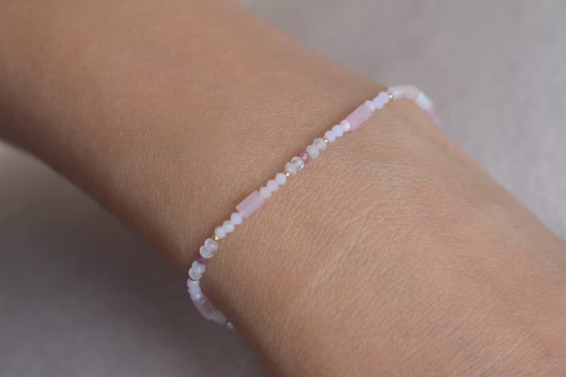 手鍊 月光石 紅寶石 天然石 - 公主 -