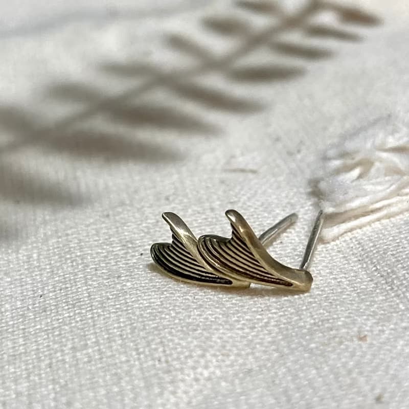 老林雜貨 | 黃銅魚尾小耳環(針式 / 夾式)