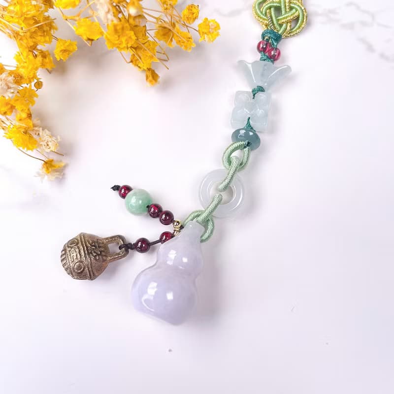 【福祿】紫羅蘭翡翠葫蘆編織吊飾 | 天然緬甸玉翡翠A貨 | 送禮