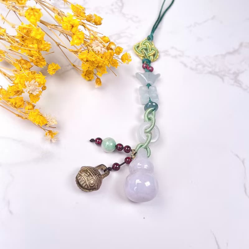 【福祿】紫羅蘭翡翠葫蘆編織吊飾 | 天然緬甸玉翡翠A貨 | 送禮