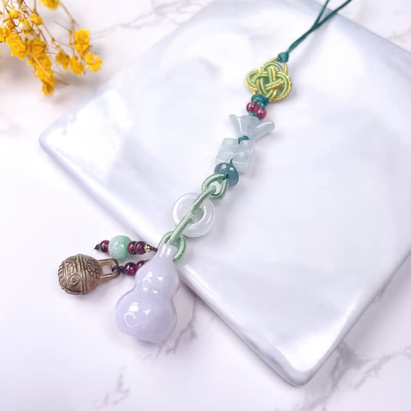【福祿】紫羅蘭翡翠葫蘆編織吊飾 | 天然緬甸玉翡翠A貨 | 送禮
