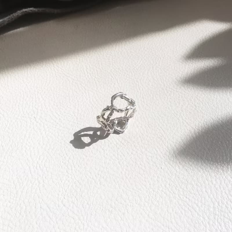 不規則 純銀 連結戒