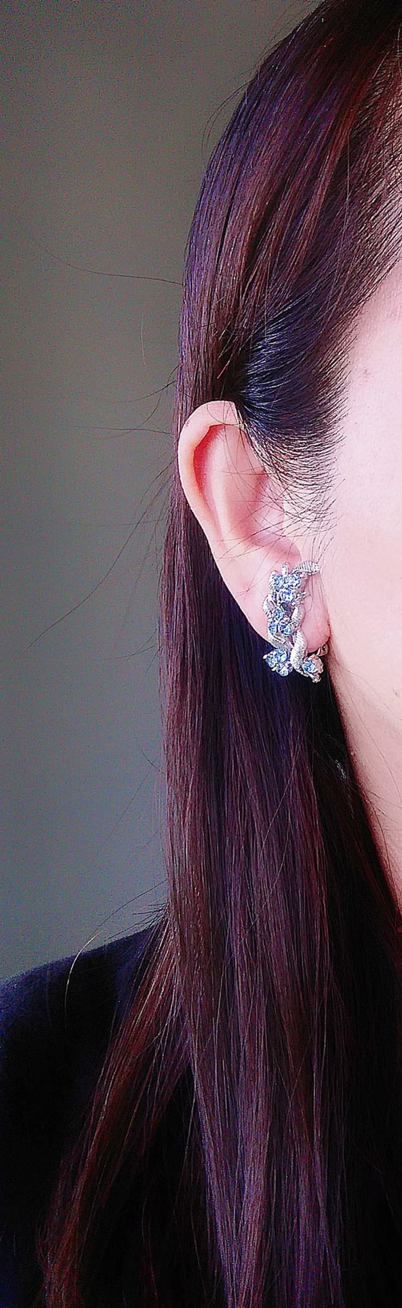 【西洋古董飾品 】立體 對稱 冰沁花形  夾式耳環