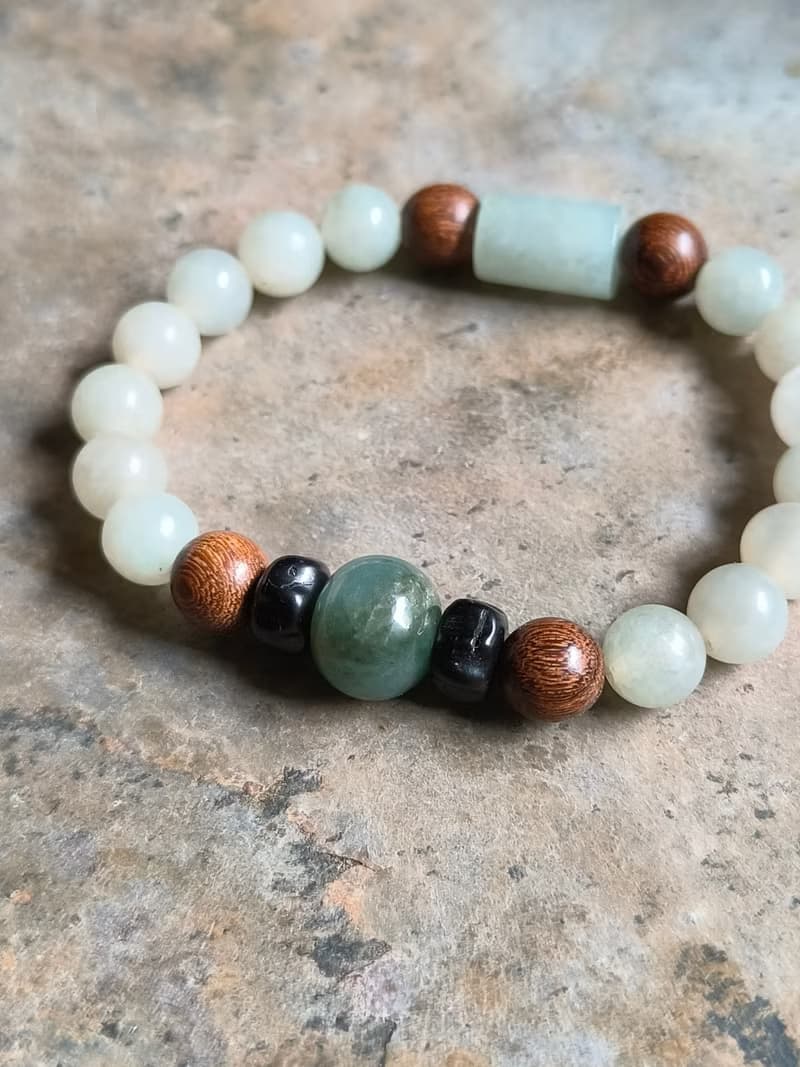 天然緬甸翡翠飄花鼓珠 桶珠 無拋光圓珠 檀木珠椰蒂珠手串手鍊