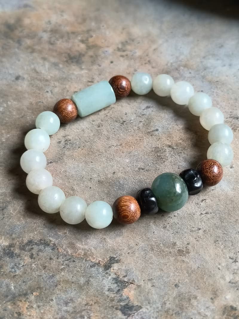 天然緬甸翡翠飄花鼓珠 桶珠 無拋光圓珠 檀木珠椰蒂珠手串手鍊