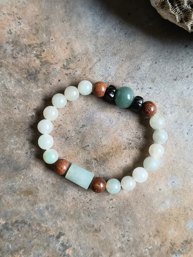 天然緬甸翡翠飄花鼓珠 桶珠 無拋光圓珠 檀木珠椰蒂珠手串手鍊