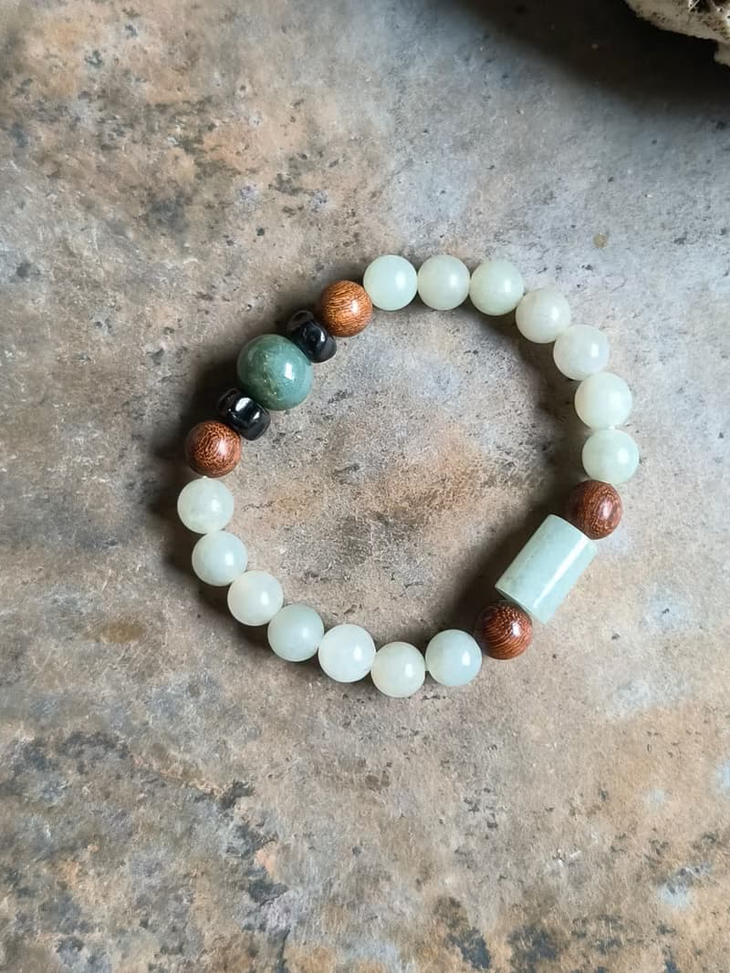 天然緬甸翡翠飄花鼓珠 桶珠 無拋光圓珠 檀木珠椰蒂珠手串手鍊