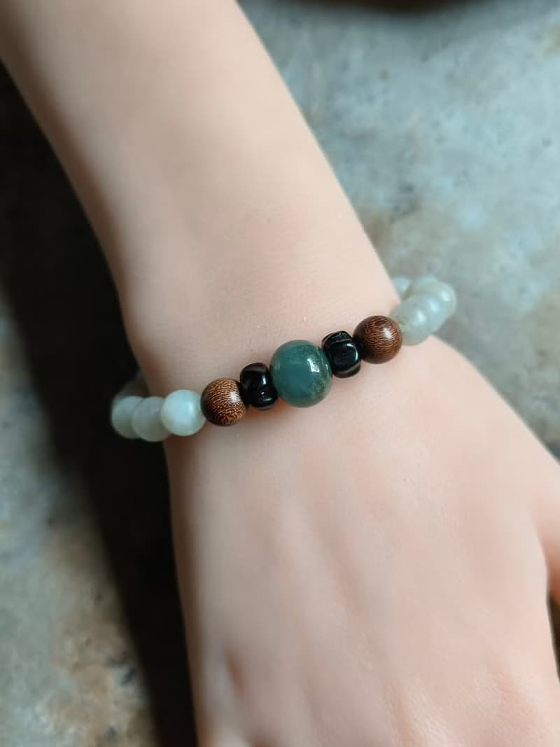 天然緬甸翡翠飄花鼓珠 桶珠 無拋光圓珠 檀木珠椰蒂珠手串手鍊