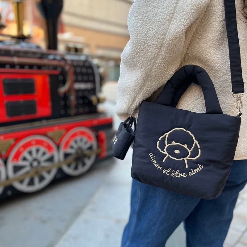 Soft Puffy Mini Tote Bag Dog Walking Bag embroidery