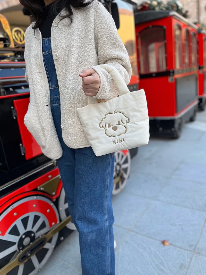 Soft Puffy Mini Tote Bag Dog Walking Bag embroidery