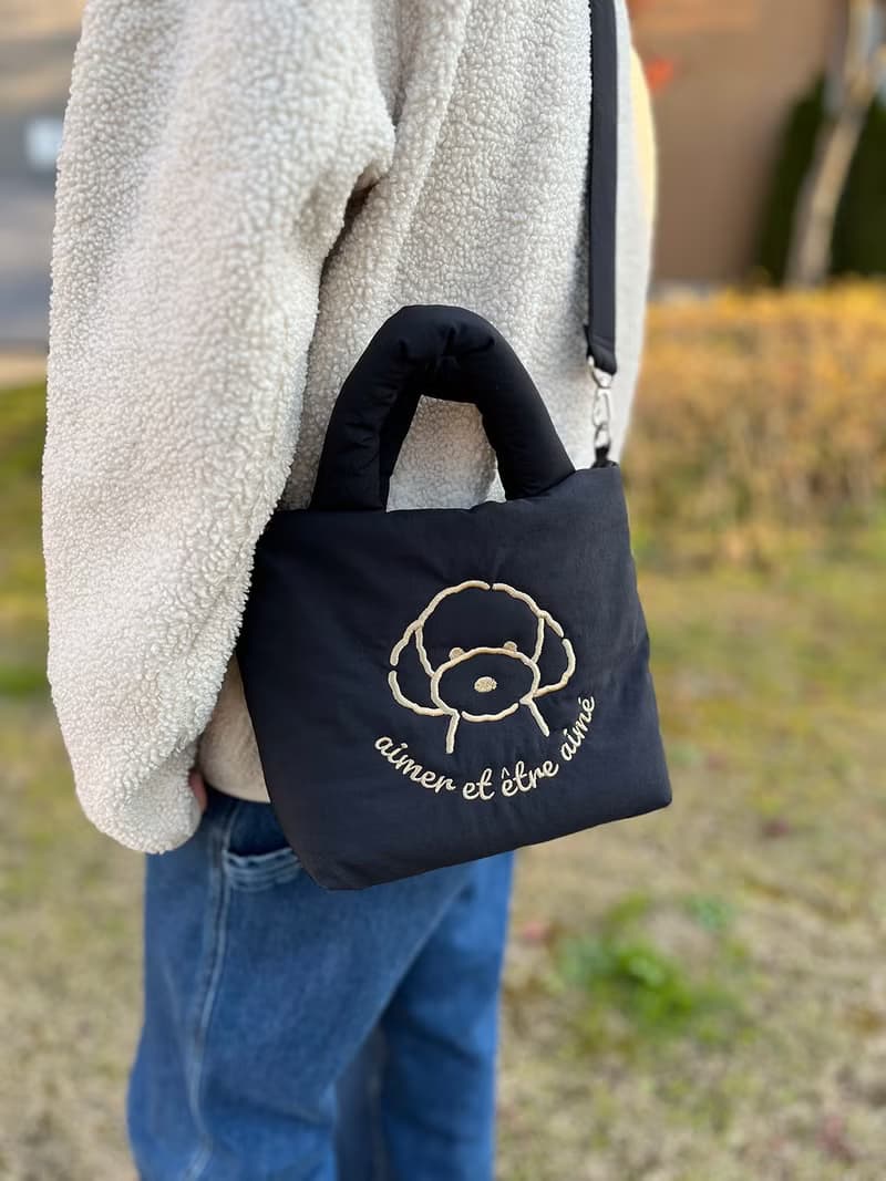 Soft Puffy Mini Tote Bag Dog Walking Bag embroidery