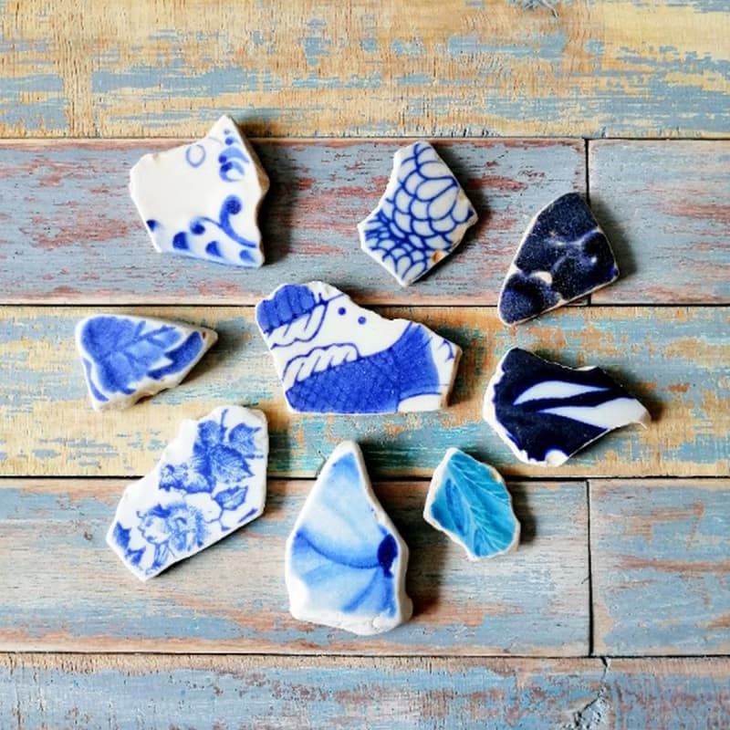 Floral Sea Pottery 青花碎瓷 Broken china/Broken mosaic tiles 老瓷器 Broken pottery 老瓷器