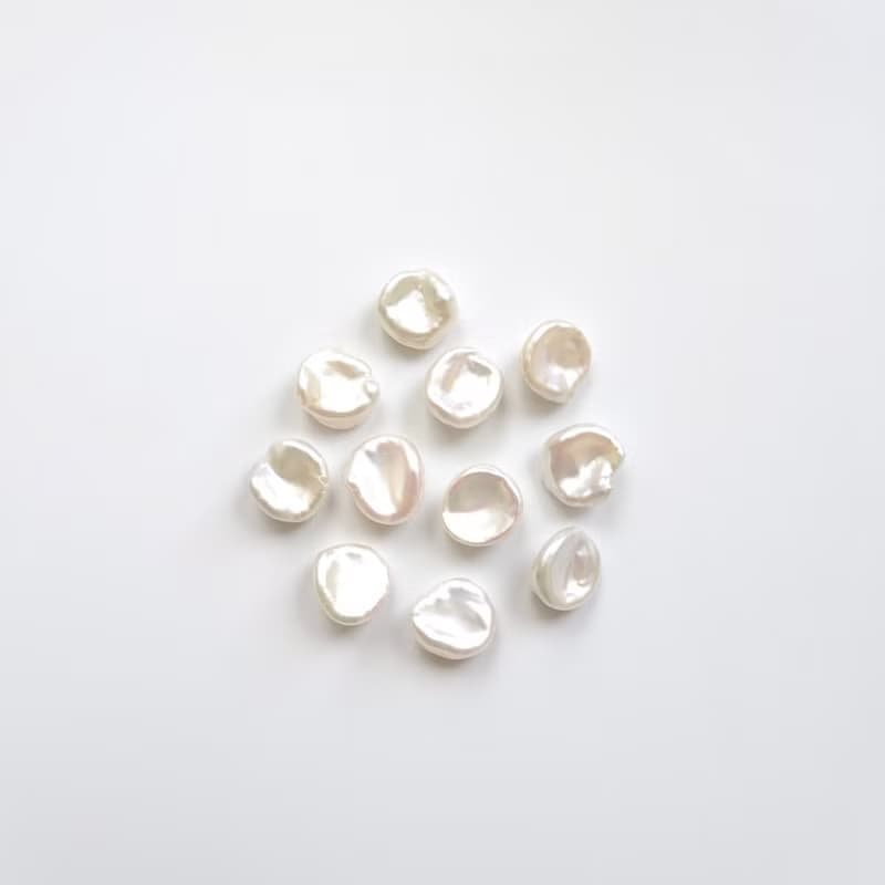 巴洛克不規則淡水珍珠 碎銀形 花瓣形  14Kgf 包金 裸感項鍊