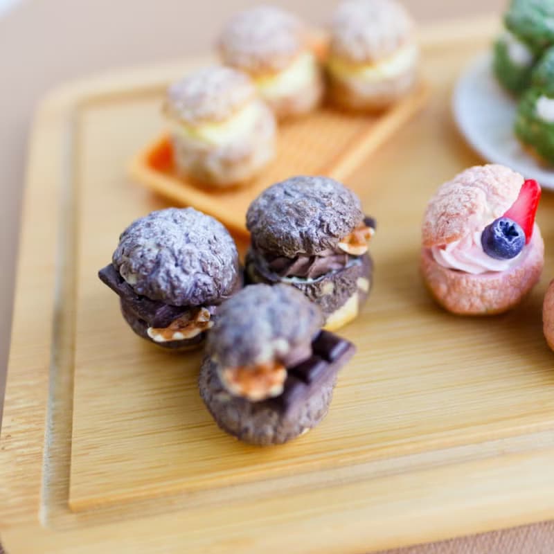 巧克力菠蘿泡芙 耳環 單支 單顆 仿真食物 Choux au Craquelin