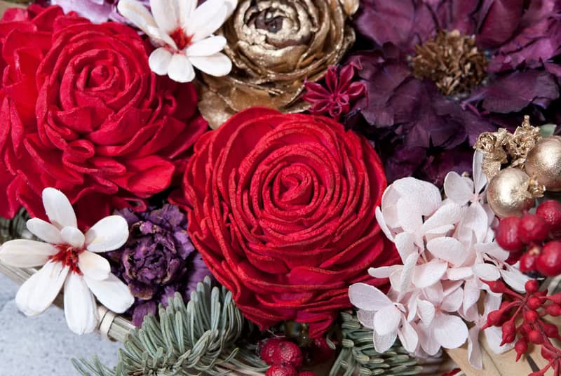 乾燥花招福開運米篩春聯掛飾-桃紅大氣款 復古中國風