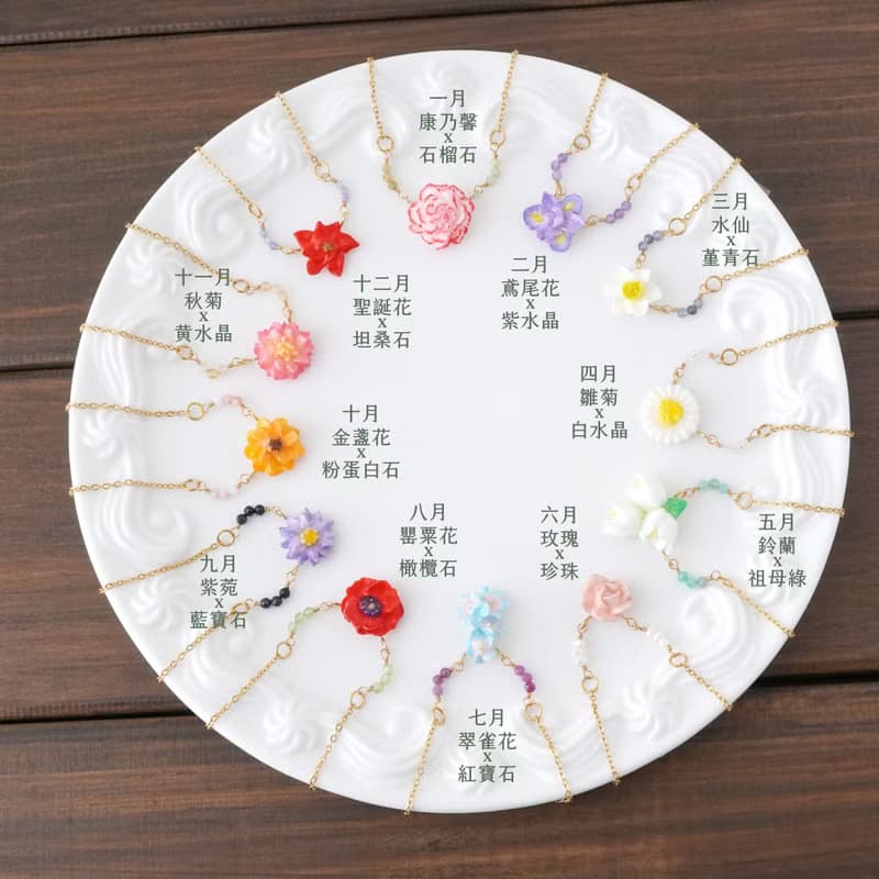 誕生花x誕生石 11月 秋菊x黄水晶 項鍊