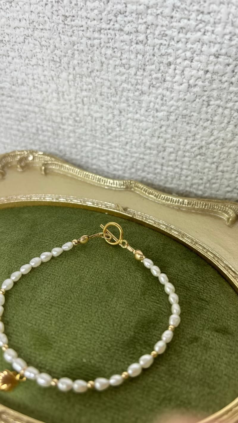 淡水珍珠 手鍊 14KGF 小貝殼 手作 珍珠