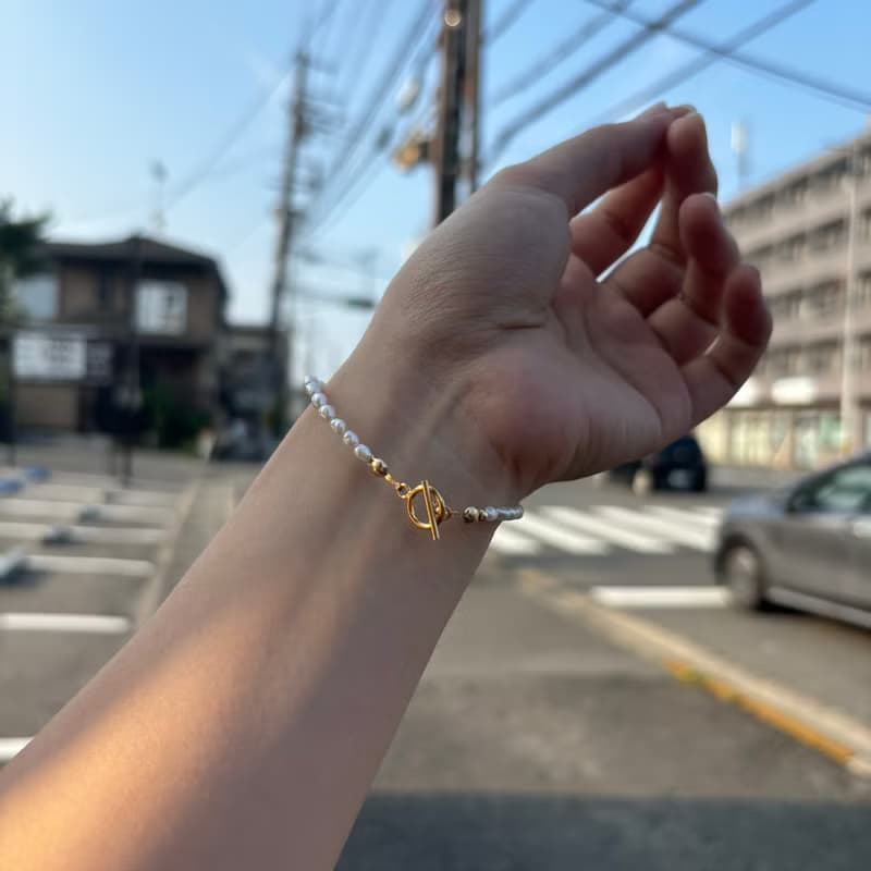 淡水珍珠 手鍊 14KGF 小貝殼 手作 珍珠