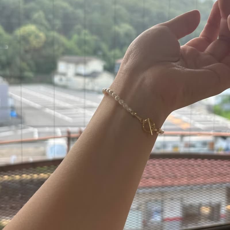 淡水珍珠 手鍊 14KGF 小貝殼 手作 珍珠