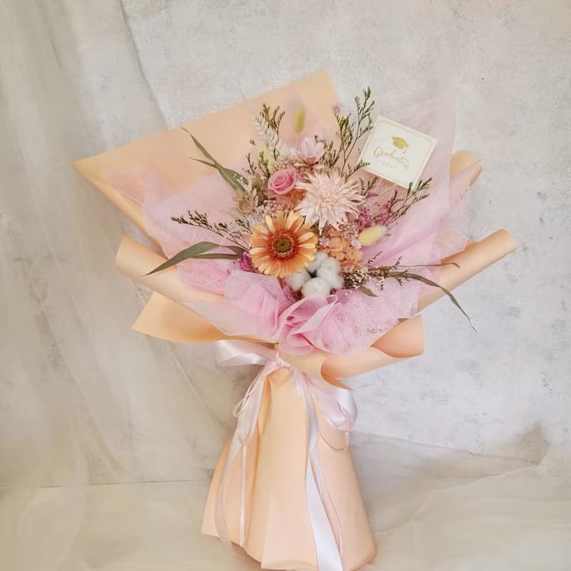 畢業花束 寬大款 永生太陽花 畢業花禮 永生花花束
