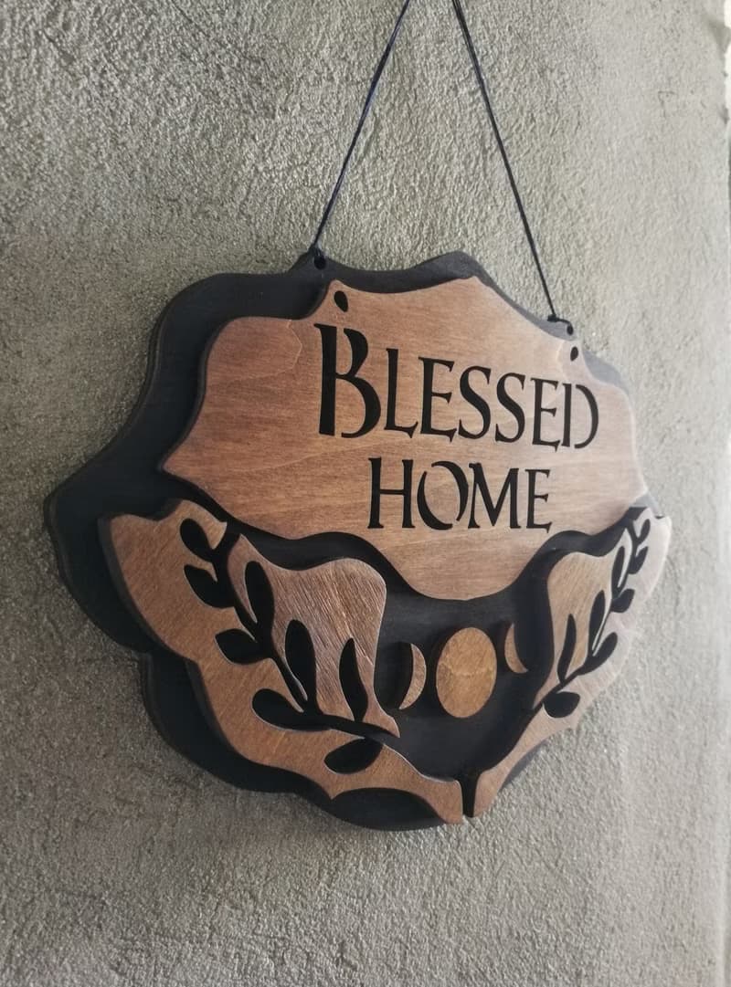 Blessed home wall decor, spiritual home decor, Wooden door sign home protection