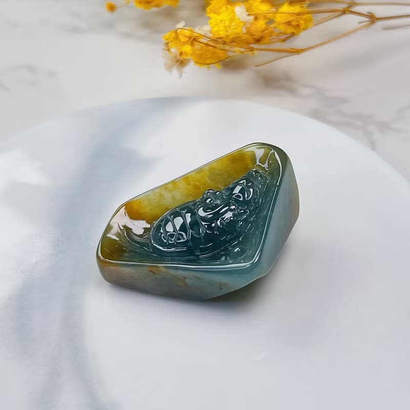 【吉祥‧長壽】黃加綠雙彩翡翠龍龜 | 天然翡翠A貨 | 送禮