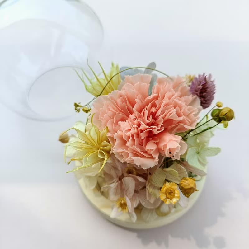 畢業花束禮物 永生康乃馨玫瑰玻璃盅罩 生日開幕店面居家佈置