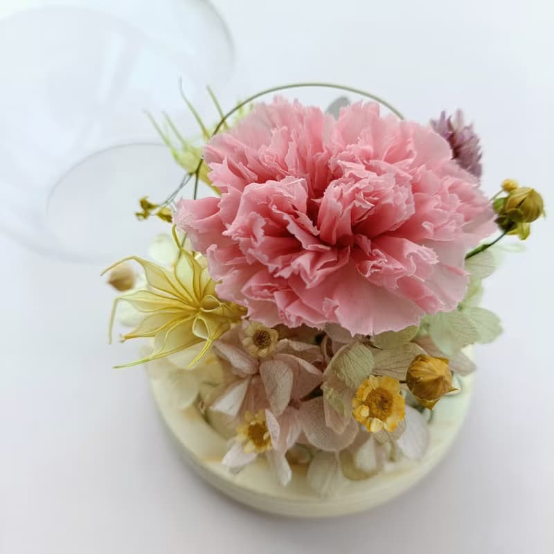 畢業花束禮物 永生康乃馨玫瑰玻璃盅罩 生日開幕店面居家佈置