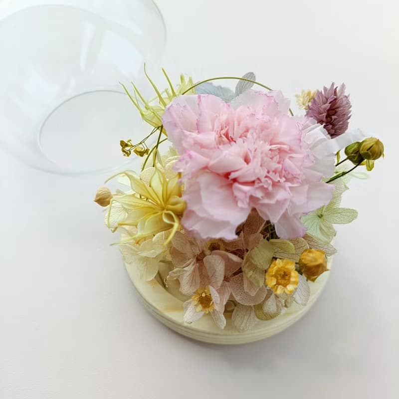 畢業花束禮物 永生康乃馨玫瑰玻璃盅罩 生日開幕店面居家佈置