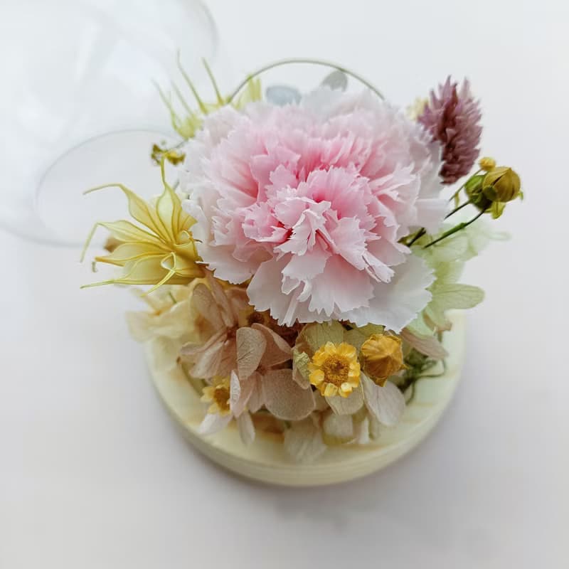 畢業花束禮物 永生康乃馨玫瑰玻璃盅罩 生日開幕店面居家佈置