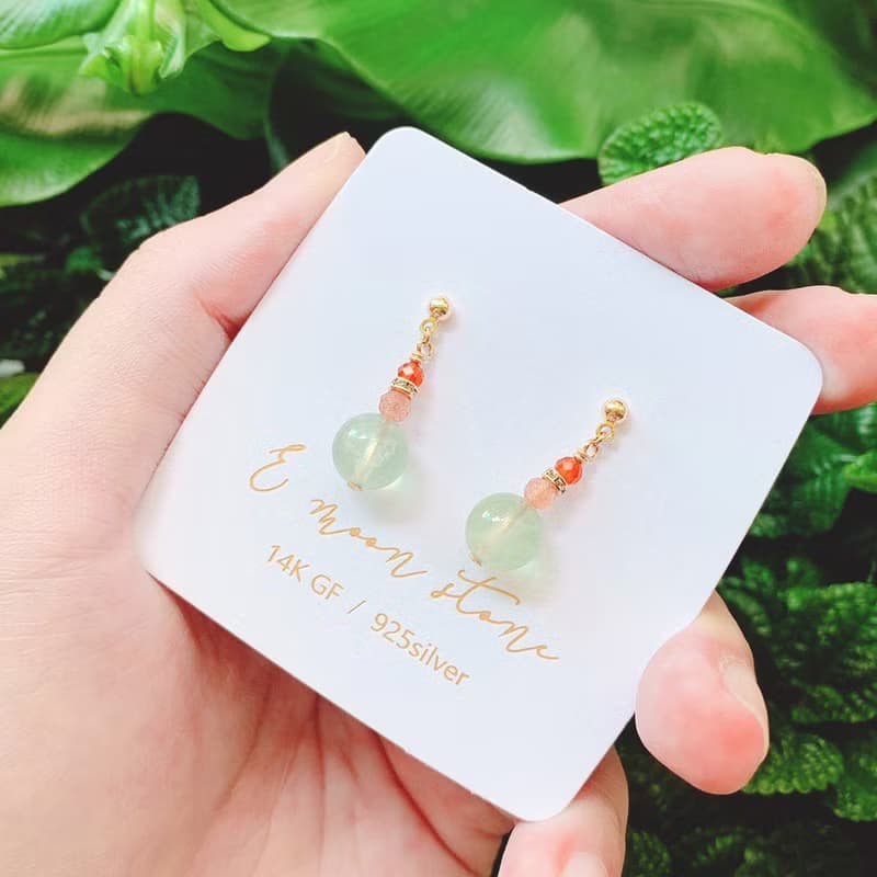 葡萄石球珠古典耳環水晶