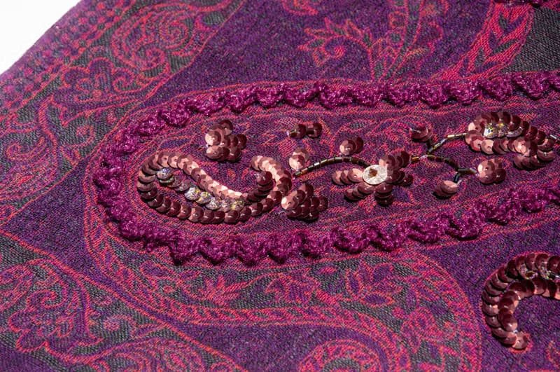 喀什米爾Cashmere/水煮羊毛披肩/針織圍巾/刺繡圍巾/羊絨披巾-花