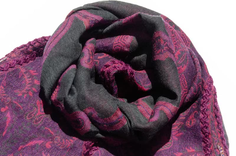 喀什米爾Cashmere/水煮羊毛披肩/針織圍巾/刺繡圍巾/羊絨披巾-花